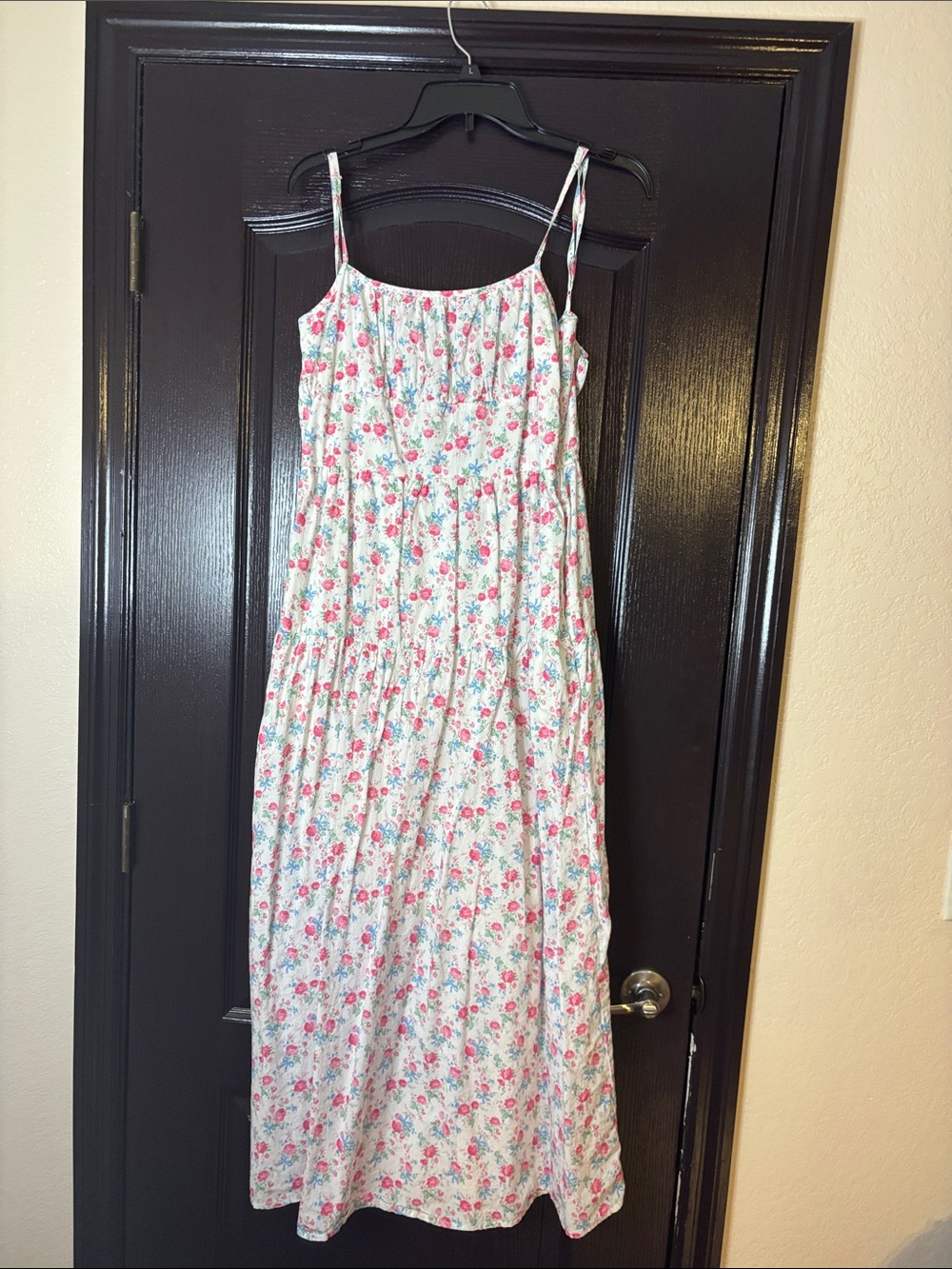 Altar'd State White Floral Maxi Dress with Pink & Blue Blossoms